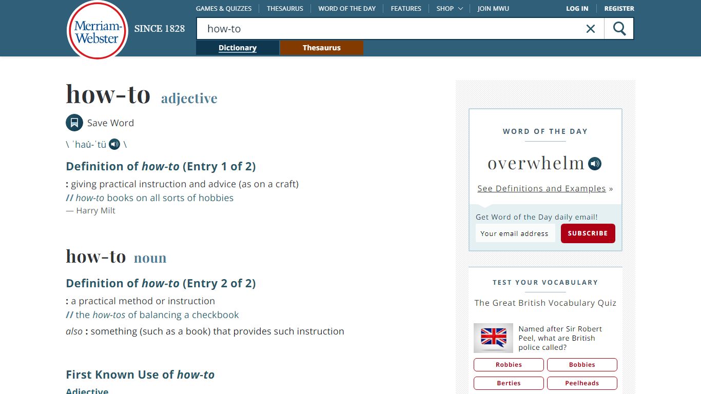 How-to Definition & Meaning - Merriam-Webster