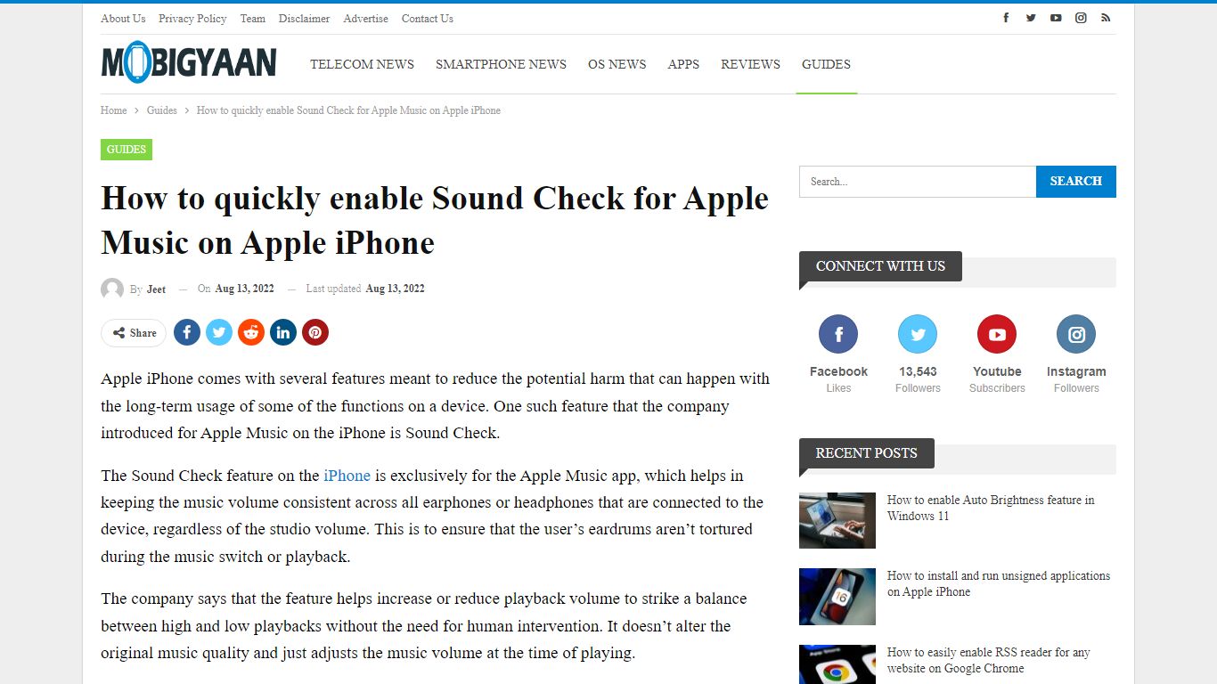 How to quickly enable Sound Check for Apple Music on Apple iPhone